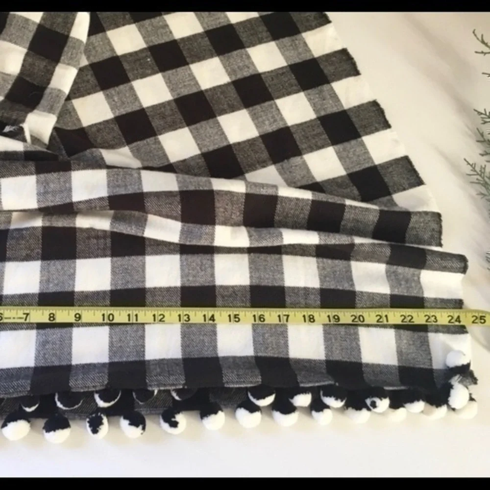 J.Crew, Plaid Scarf  Wrap,Black & White, with Pom Pom